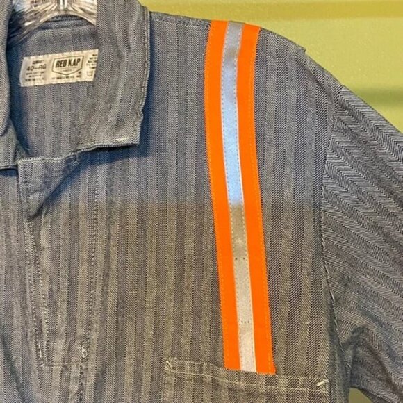 Vintage RED KAP Coverall Men's 40 RG Button Front Blue Herringbone Denim USA - Picture 8 of 11